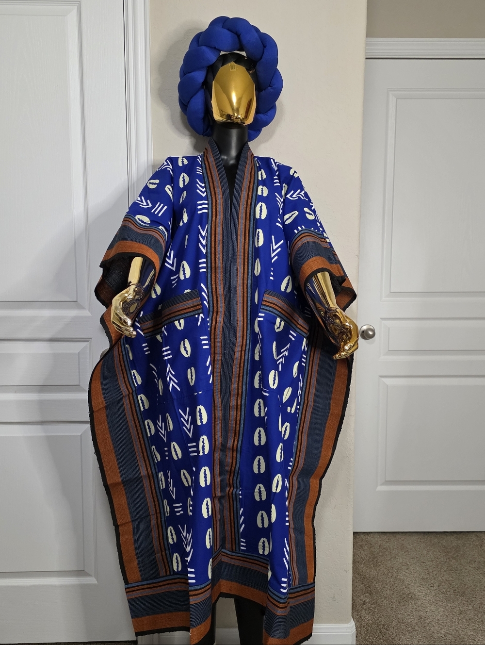 Asooke Ankara Kimono Duster/African Print Jacket/ Tribal Kimono With Pockets/One